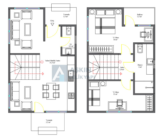 Celestia 90 m² Çift Katlı Çelik Ev