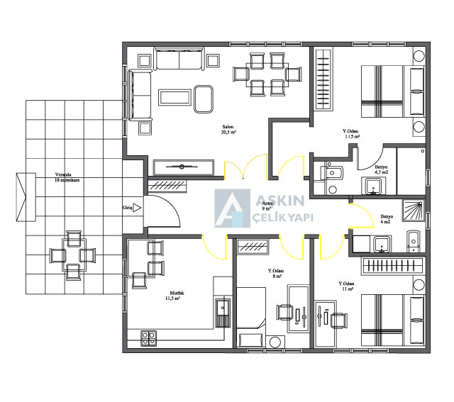 Steelux 100 m² Tek Katlı Çelik Ev