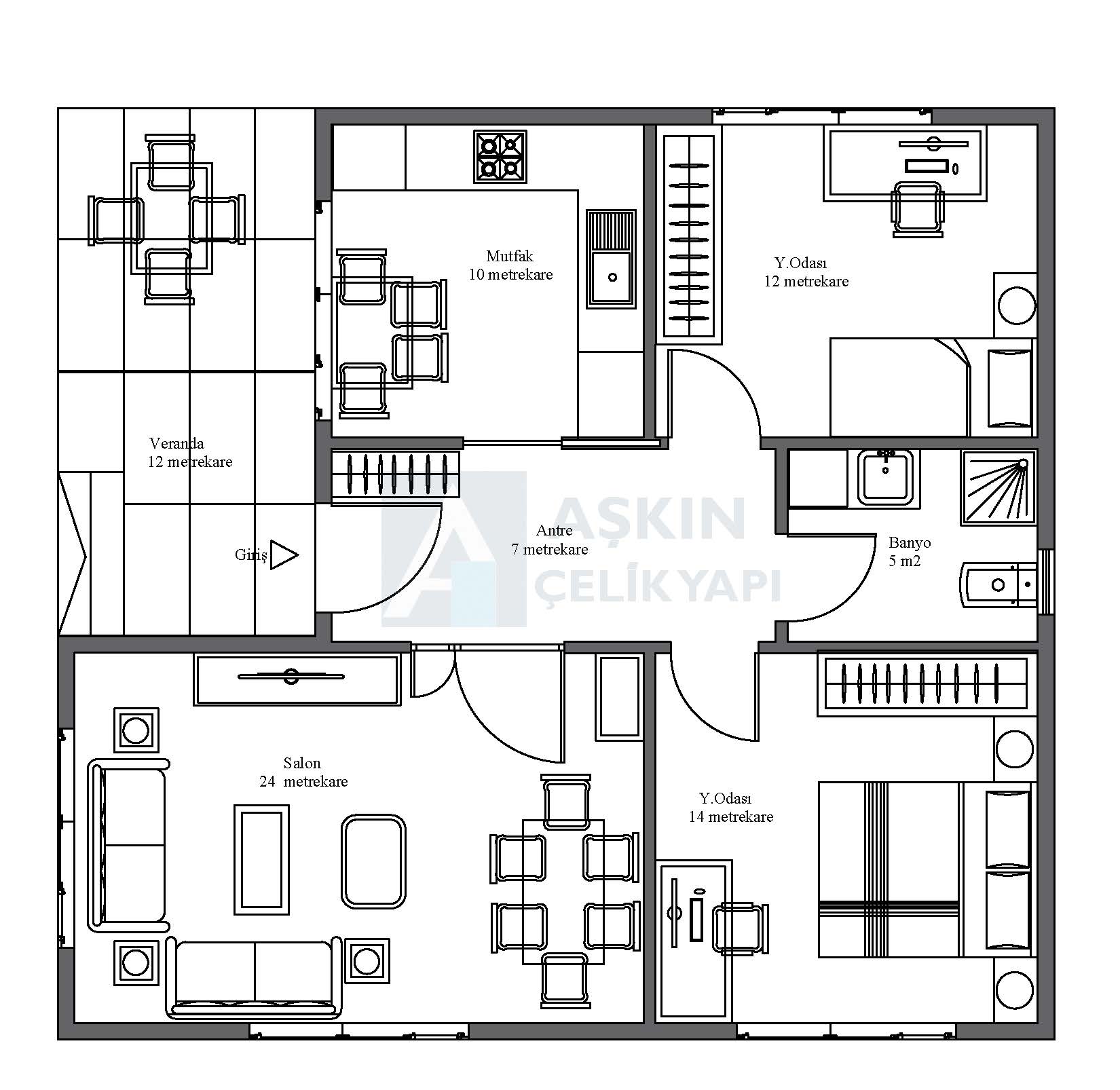 Nexus plus 84 M² Tek Katlı Çelik Ev