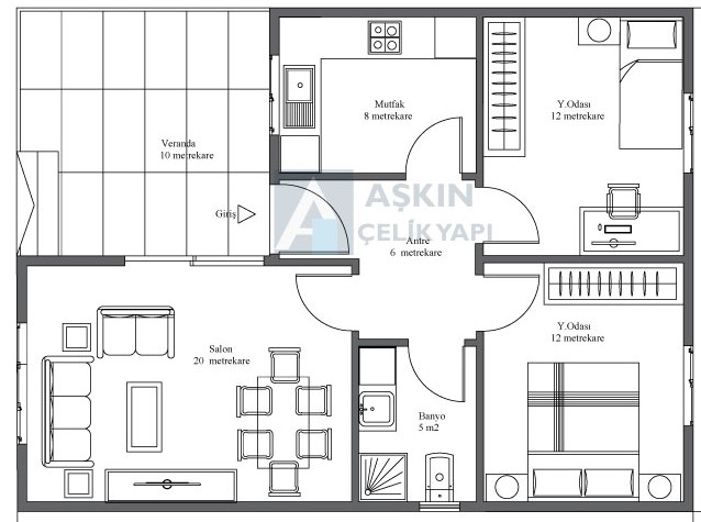 Nexus 84 m² Tek Katlı Çelik Ev