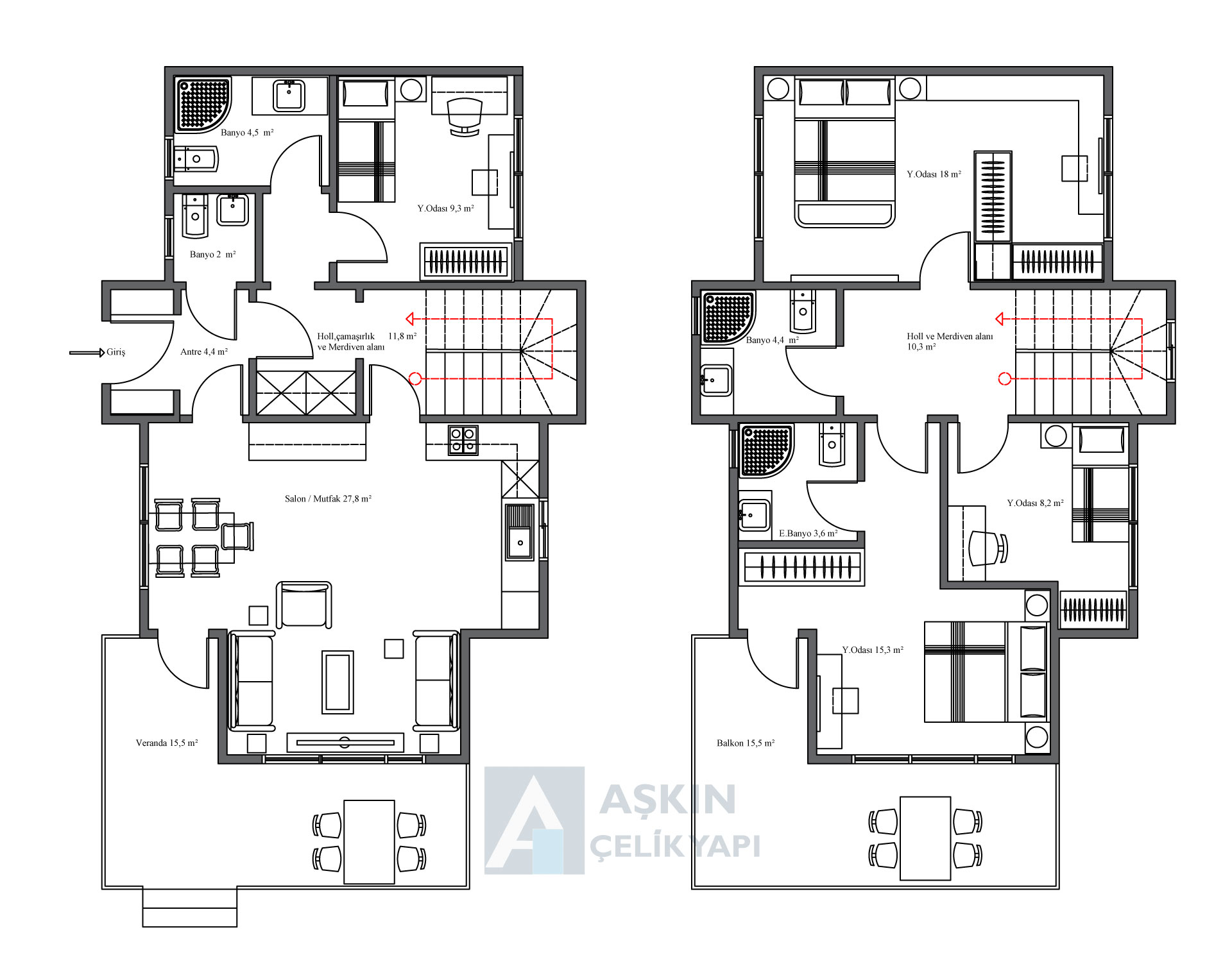 Casa Acero 164 m² Çift Katlı Çelik Ev